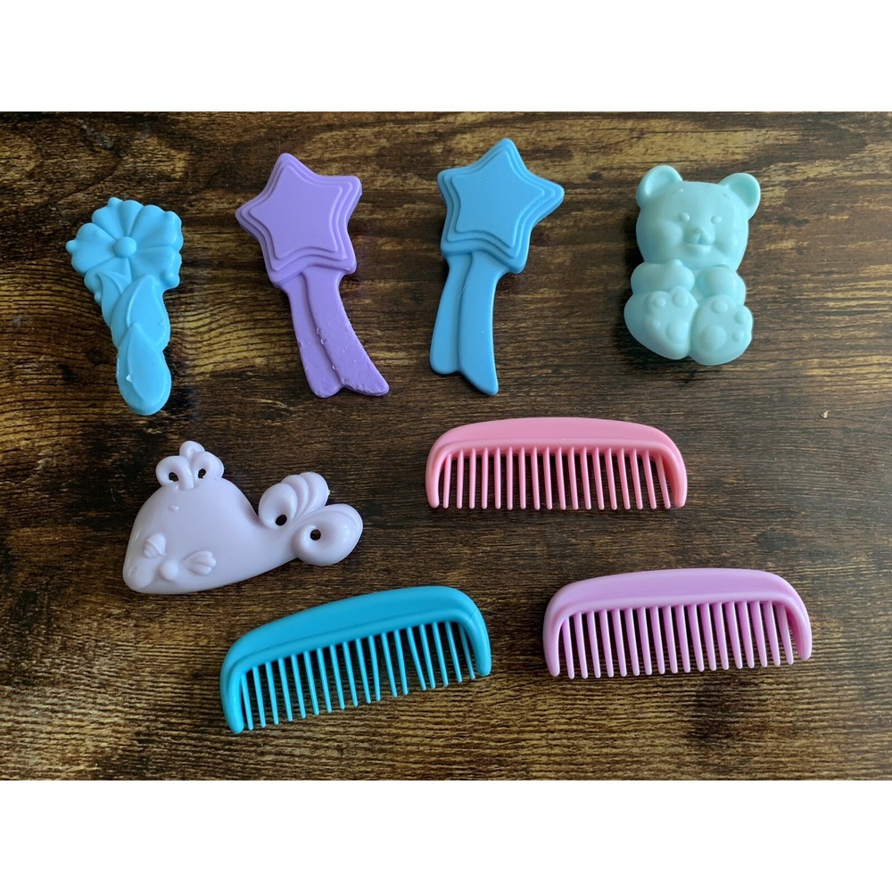 Vintage My Little Pony COMB BRUSH Lot Of 8 Flower Star Whale Bear MLP